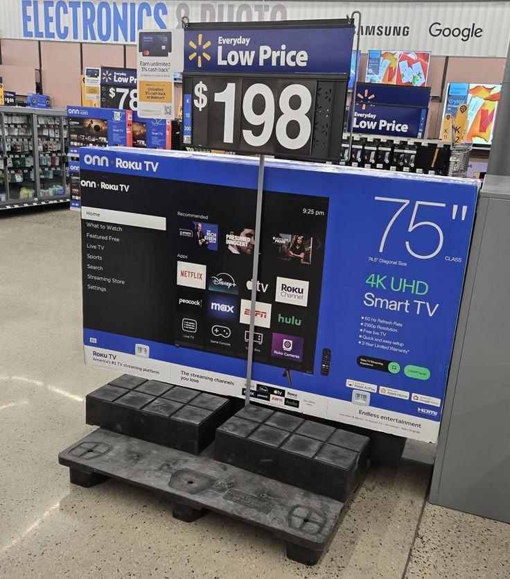 onn. 75-inch Class 4K UHD LED Roku Smart TV