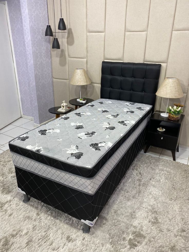 Cama Box Solteiro com Cabeceira Estofada e Colchão