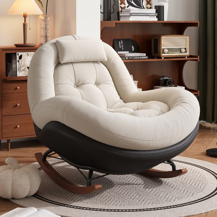 Modern Upholstered Rocking Beanbag Chair for Living Room