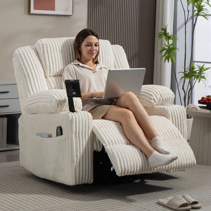 Oversized 270° Swivel Rocker Recliner Chair With Adjustable Headrest & Infinite Position