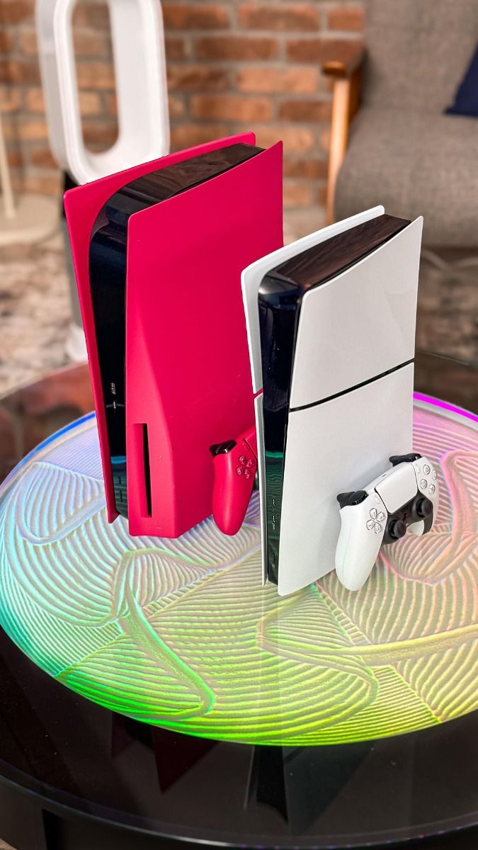 Sony PlayStation 5 Slim Console Bundle with Custom Pink and White Covers