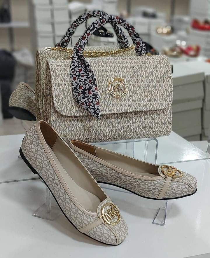 Michael Kors Signature Logo Handbag and Ballet Flat Set