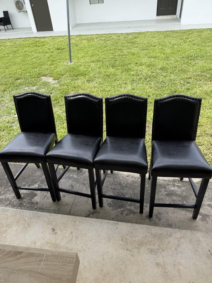 Set Of 4 Black Upholstered Dining Chairs