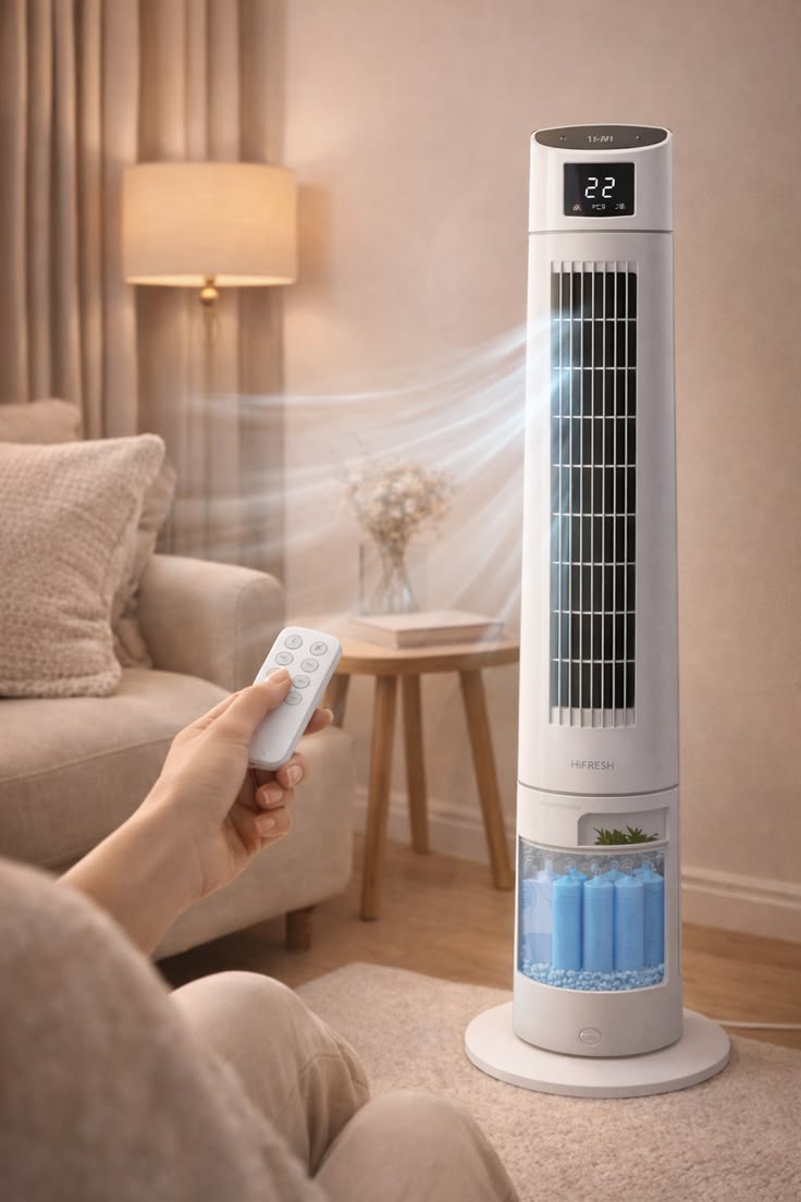 HiFresh Portable Evaporative Tower Cooling Fan with Remote